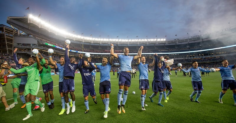 Das Fußballteam des New York City FC 2018.    