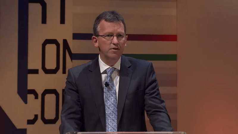 Der britische Politiker Jeremy Wright bei einer Konferenz.