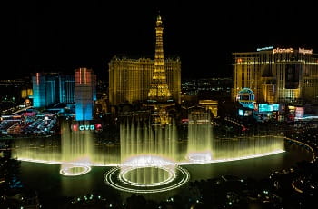 Die Wassershow des Bellagios in Las Vegas.